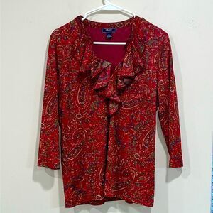 Beautiful Red Paisley Pattern Top By Chaps. Size Extra Large.